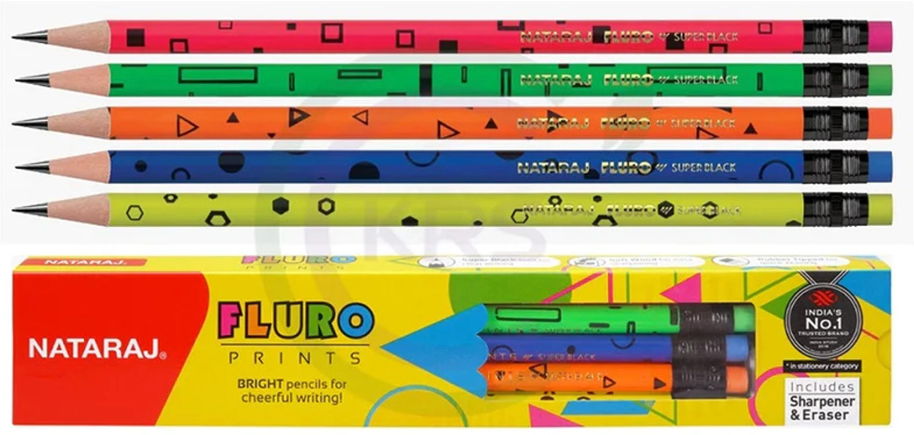 Nataraj Fluro Neon Color Print Pencils ( Pack Of 10 )