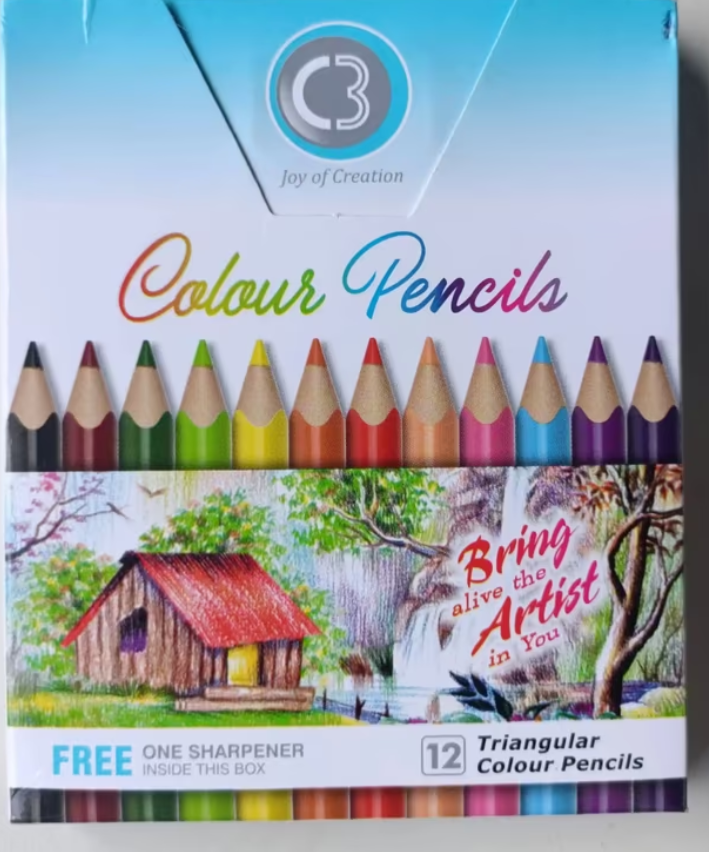 C3 Triangular Colour Pencils 12 Shades