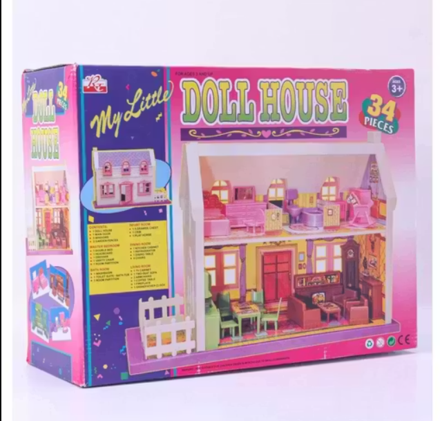 Deluxe Doll House for Kids - Set of 34 Pieces