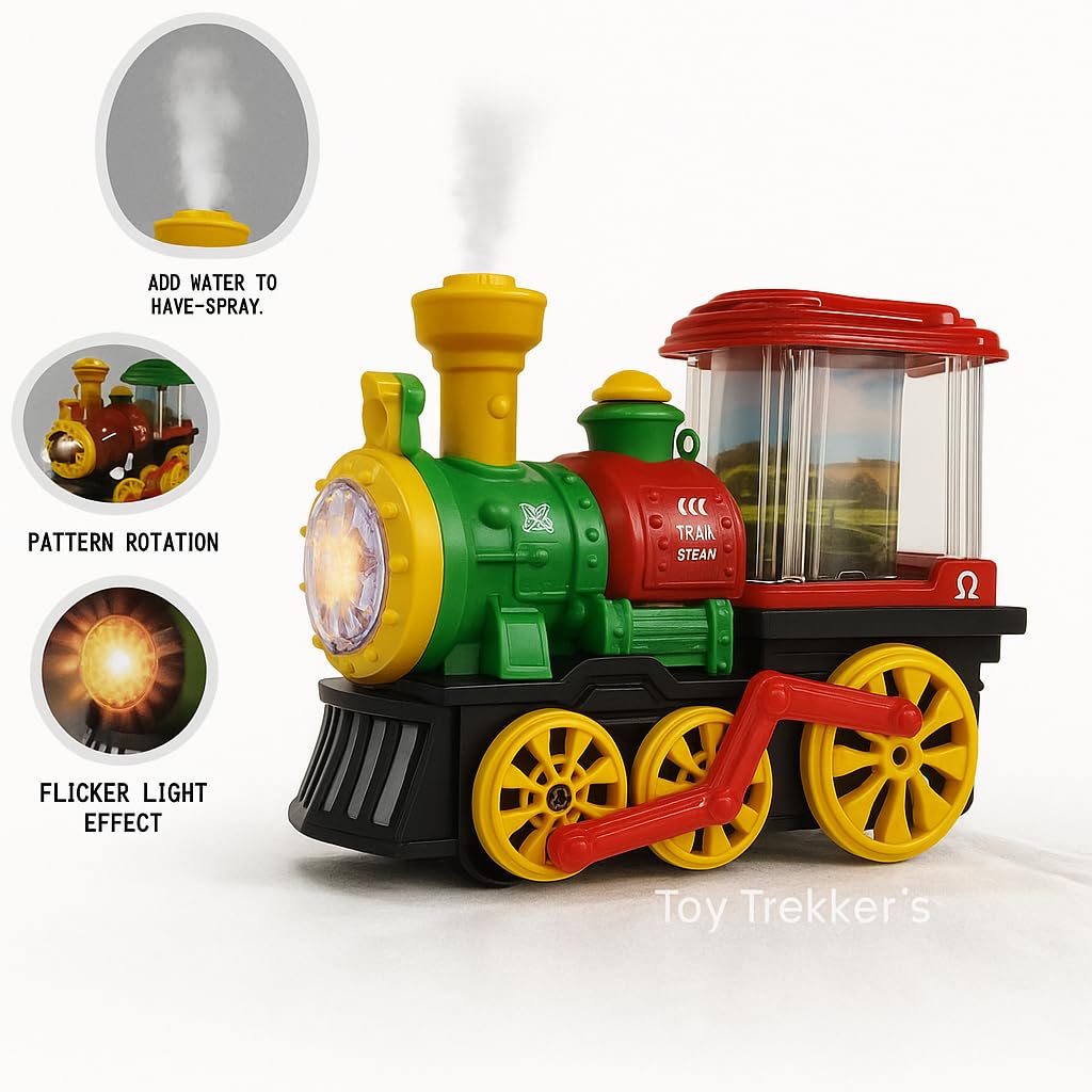 Electric Train Toy with Smoke, Lights, Music & Rotating Lamp