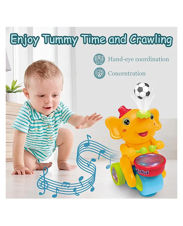 Elephant Musician Toy Walking Drum Playing with 2 Ball