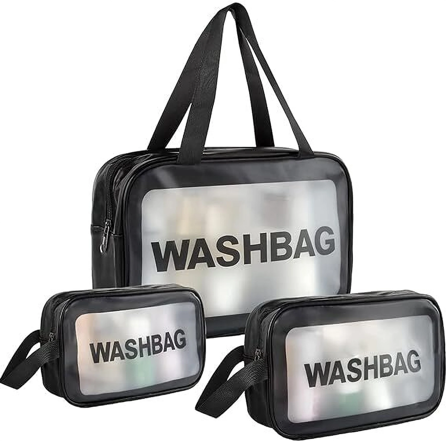 3 PCS Wash Bag, Cosmetic Bag Pouch, Transparent Pvc Travel Toiletry, Makeup Bags