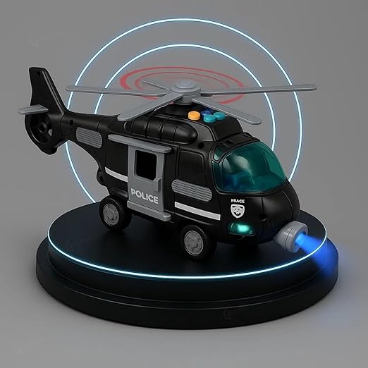 Rainbow Friction Powered Emergency Police Rescue Airplane Helicopter Toy for Kid
