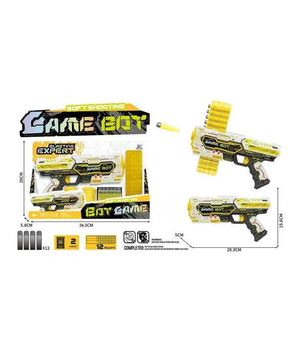 Lumo Brilliant Toys Soft Bullet Toy Gun for Kids, Manual Foam Dart Blaster
